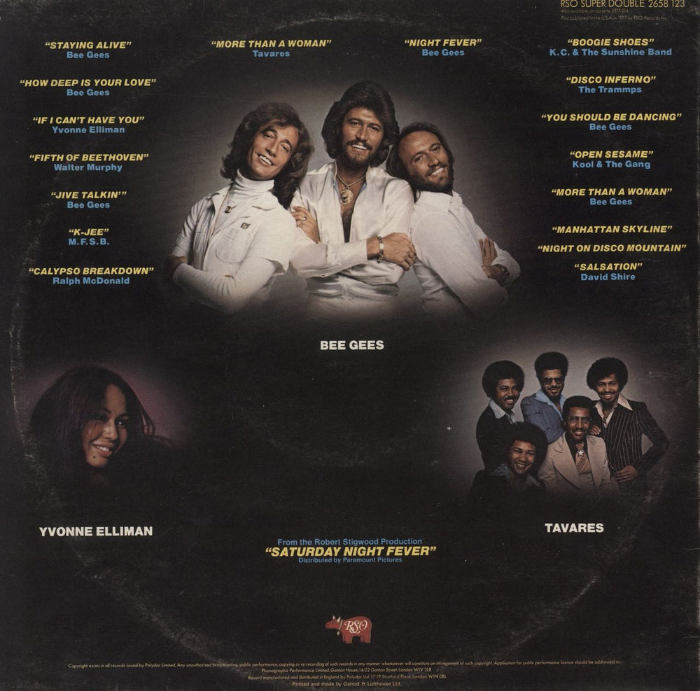 The Bee Gees Saturday Night Fever + Insert - VG+ UK 2-LP vinyl record set (Double LP Album)