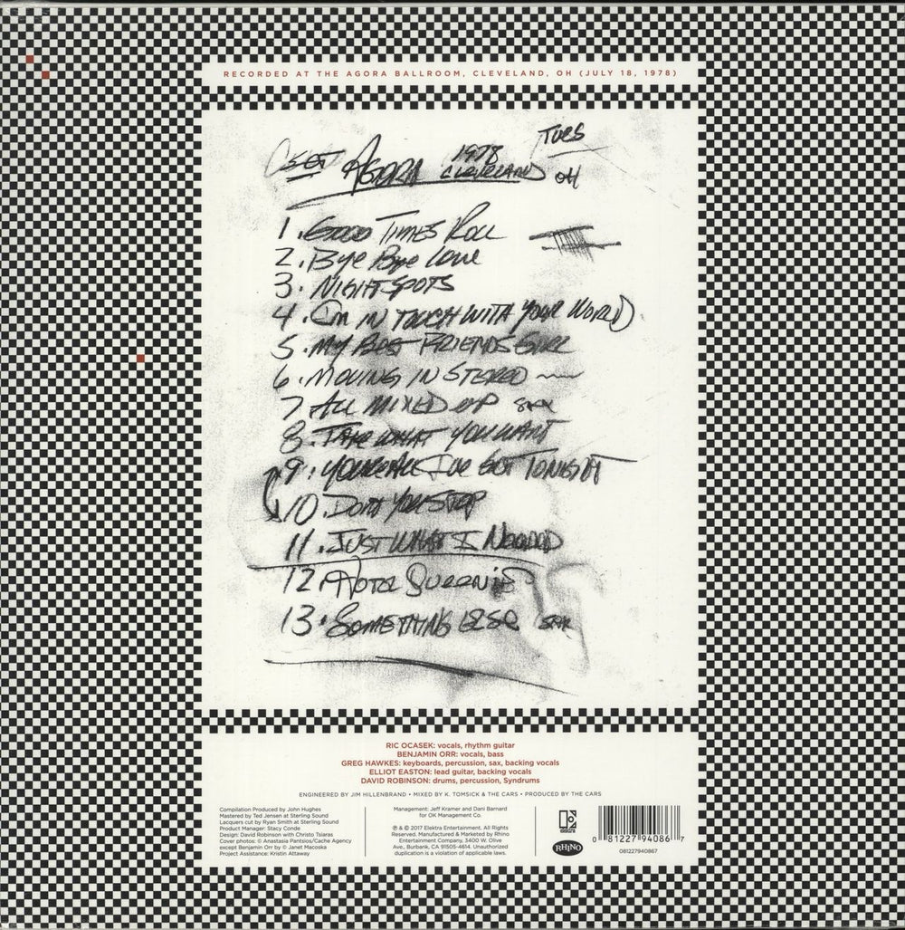 The Cars Live At The Agora 1978 - RSD17 UK 2-LP vinyl record set (Double LP Album)