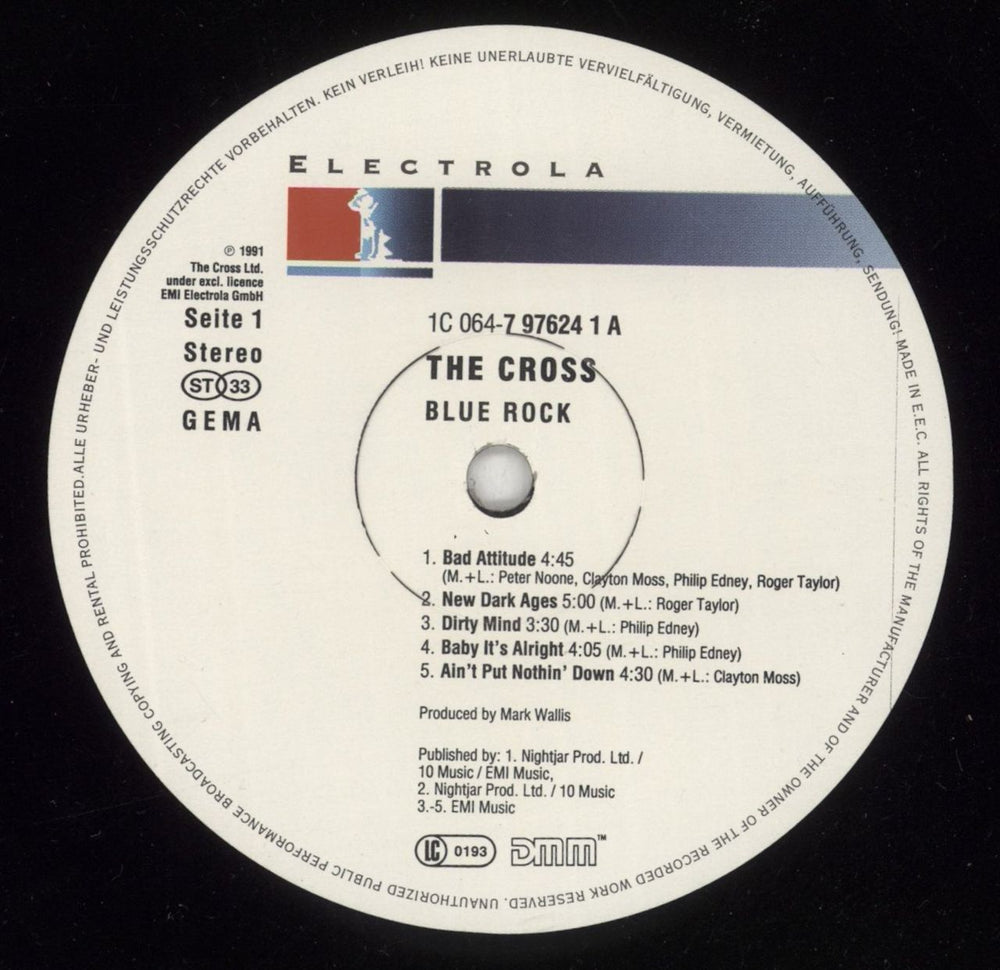 The Cross Blue Rock - VG German vinyl LP album (LP record) CROLPBL870211