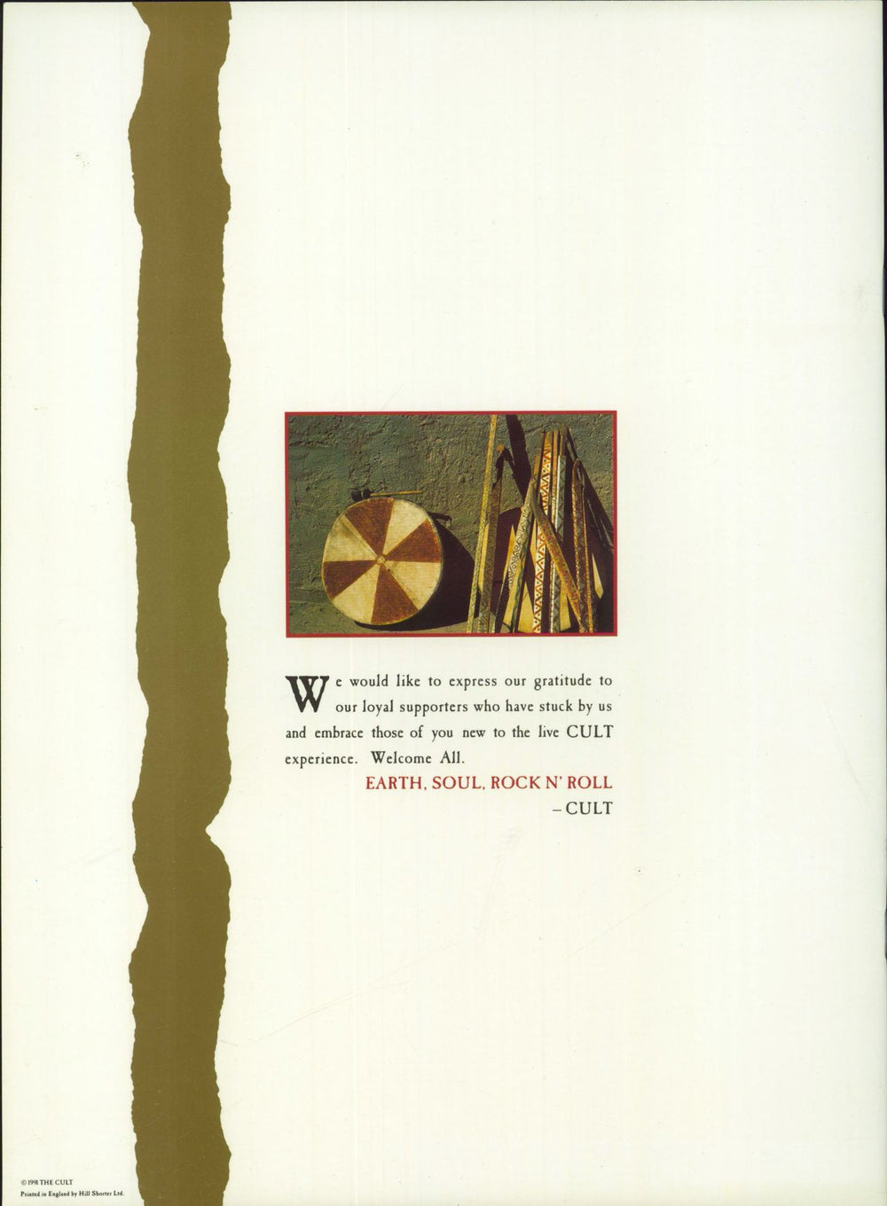 The Cult Ceremonial Stomp World Tour 91-92 UK tour programme