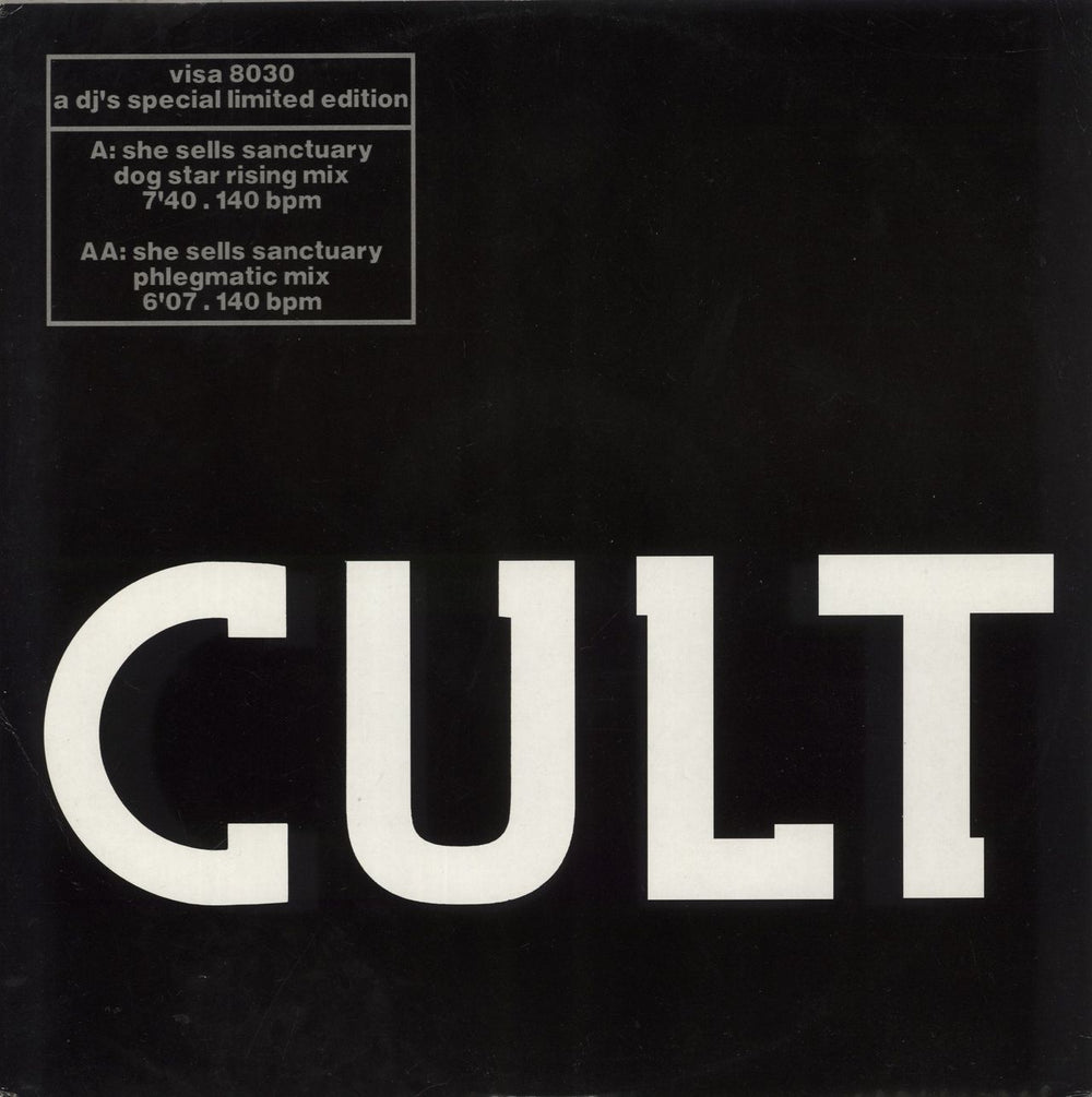 The Cult She Sells Sanctuary Mixes French Promo 12" vinyl single (12 inch record / Maxi-single) VISA8030