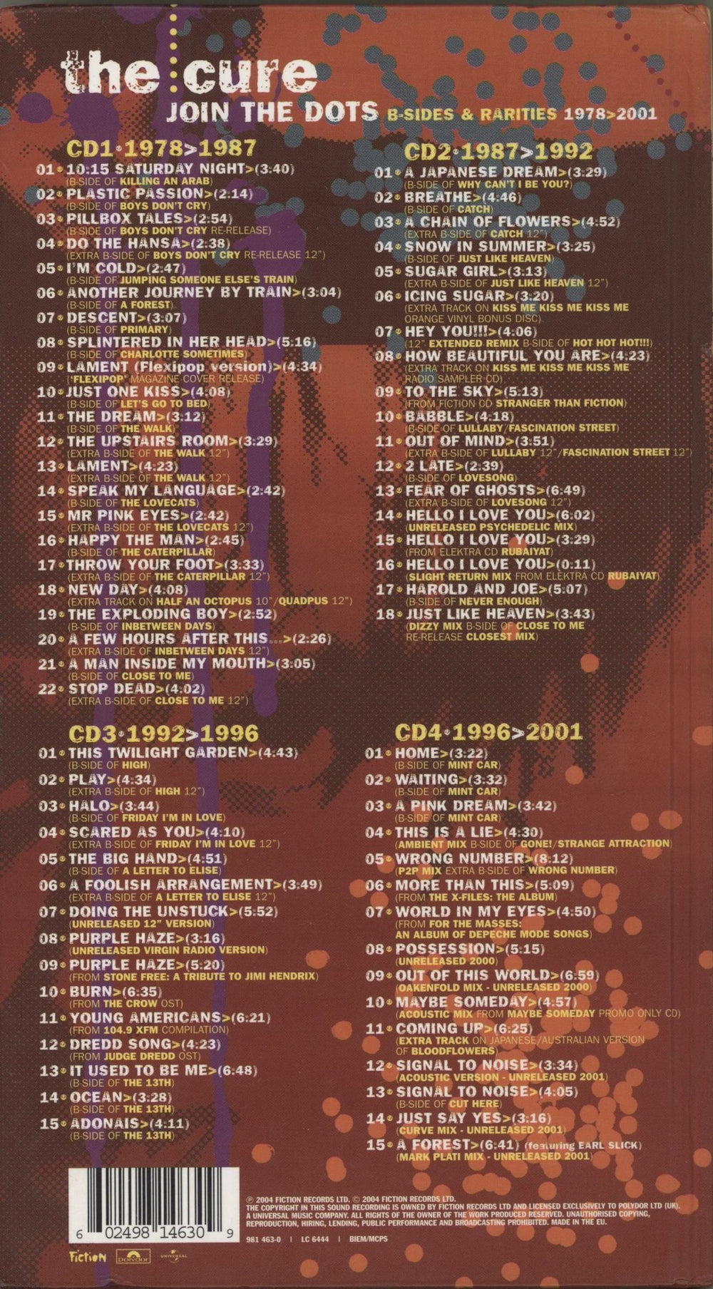 The Cure Join The Dots: B-Sides & Rarities 1978-2001 UK 4-CD album set 602498146309
