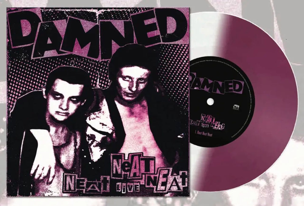 The Damned Neat Neat Neat - Half Purple/Half White Vinyl - Sealed US 7" vinyl single (7 inch record / 45) CLO4930