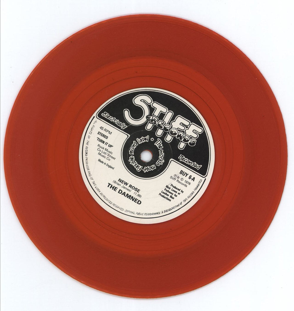 The Damned New Rose - Red Vinyl UK 7" vinyl single (7 inch record / 45)