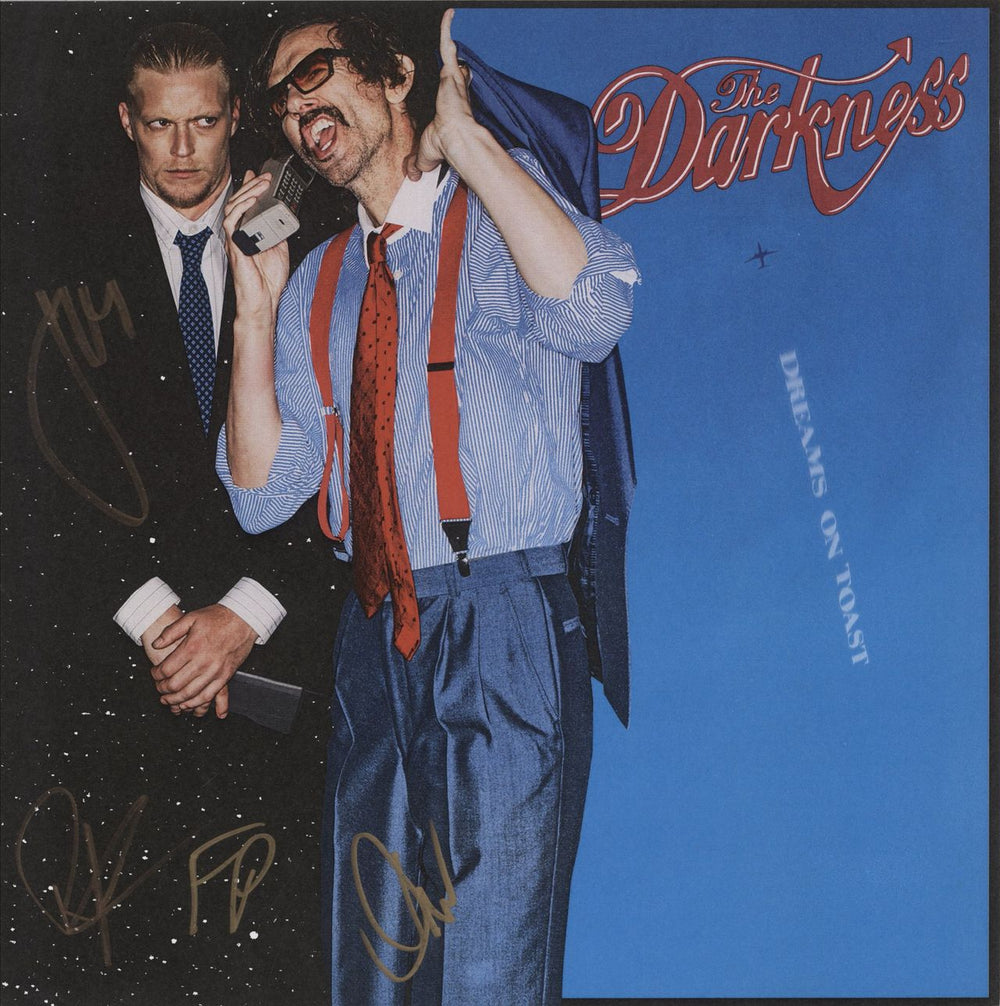 The Darkness Dreams On Toast - Red & Black Splatter + Autographed UK vinyl LP album (LP record)