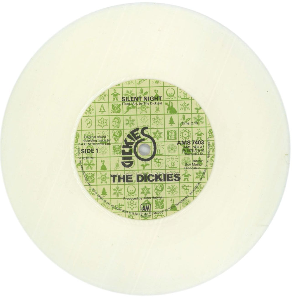 The Dickies Silent Night - White Vinyl + Sleeve UK 7" vinyl single (7 inch record / 45) DIC07SI117582