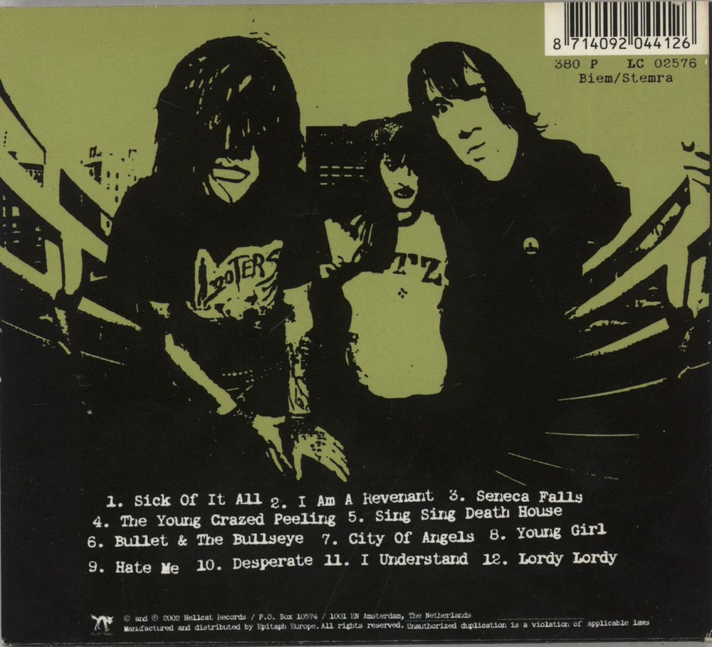 The Distillers Sing Sing Death House UK CD album (CDLP) 8714092044126