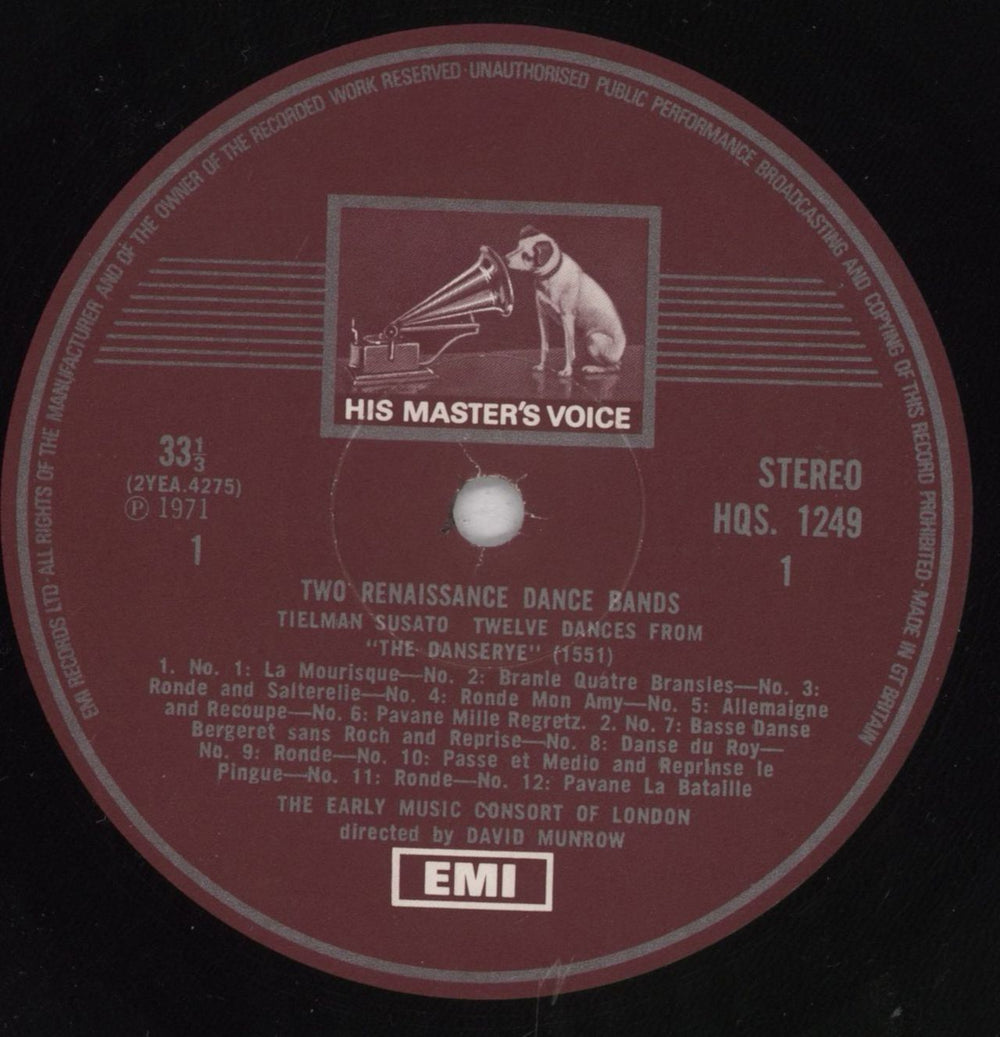 The Early Music Consort Of London Two Renaissance Dance Bands UK vinyl LP album (LP record) EHRLPTW540213