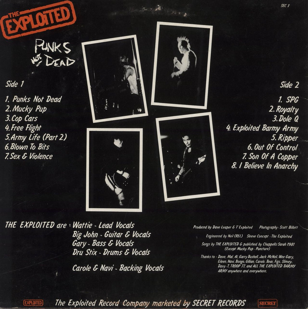 The Exploited Punks Not Dead - VG Italian Vinyl LP — RareVinyl.com