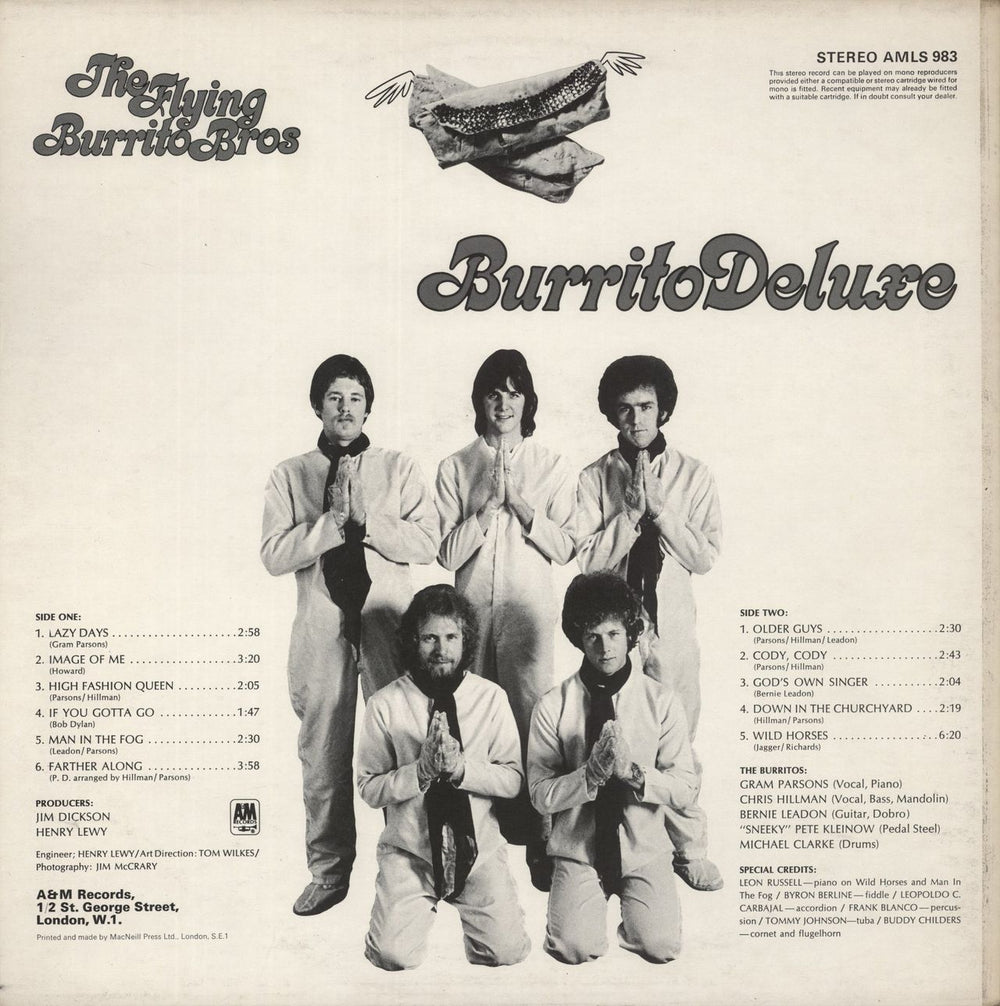 The Flying Burrito Brothers Burrito Deluxe - 2nd UK vinyl LP album (LP record)