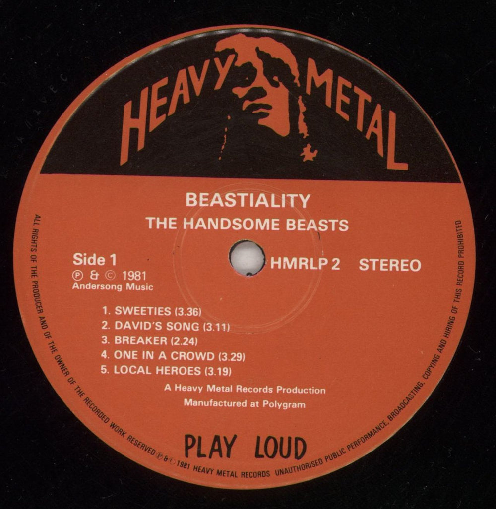 The Handsome Beasts Beastiality UK vinyl LP album (LP record) HBSLPBE870861