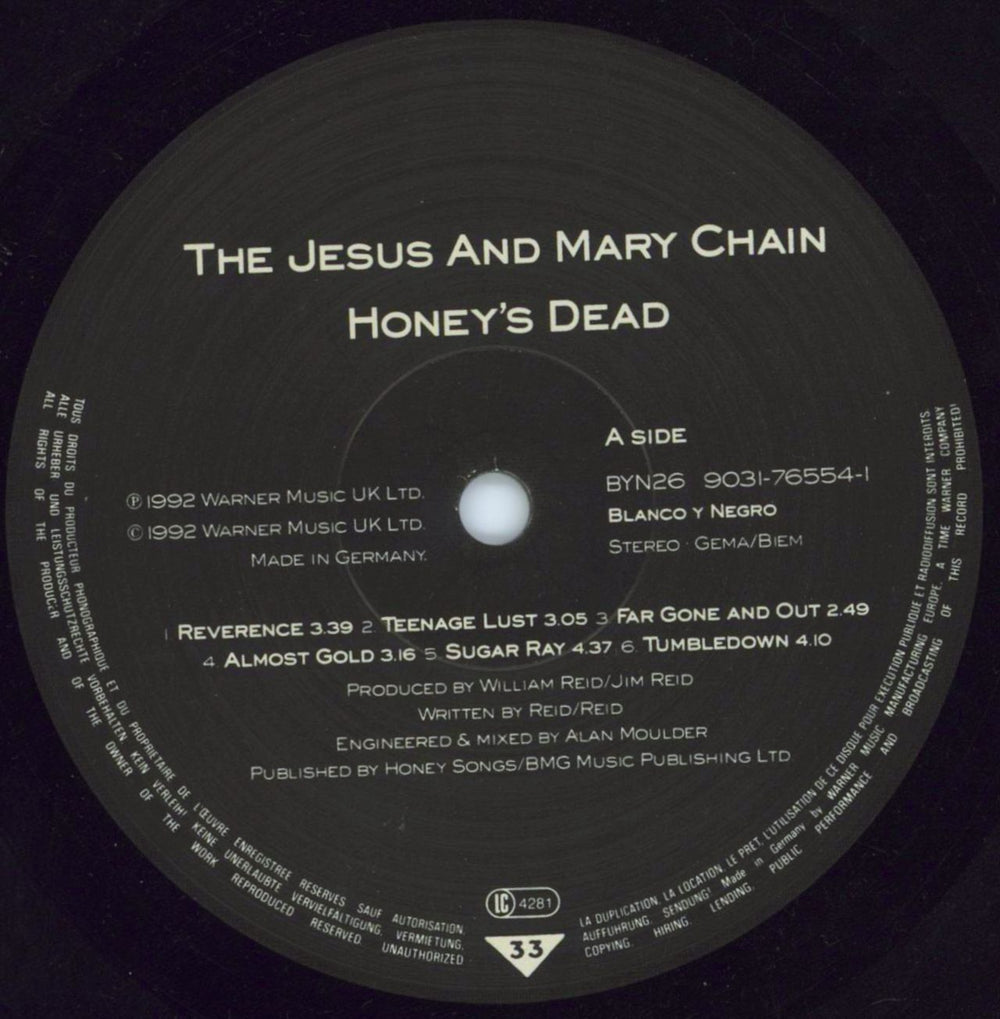 The Jesus & Mary Chain Honey's Dead UK vinyl LP album (LP record) JMCLPHO405458