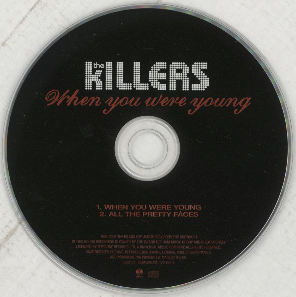 The Killers When You Were Young UK CD single (CD5 / 5") TKIC5WH369326
