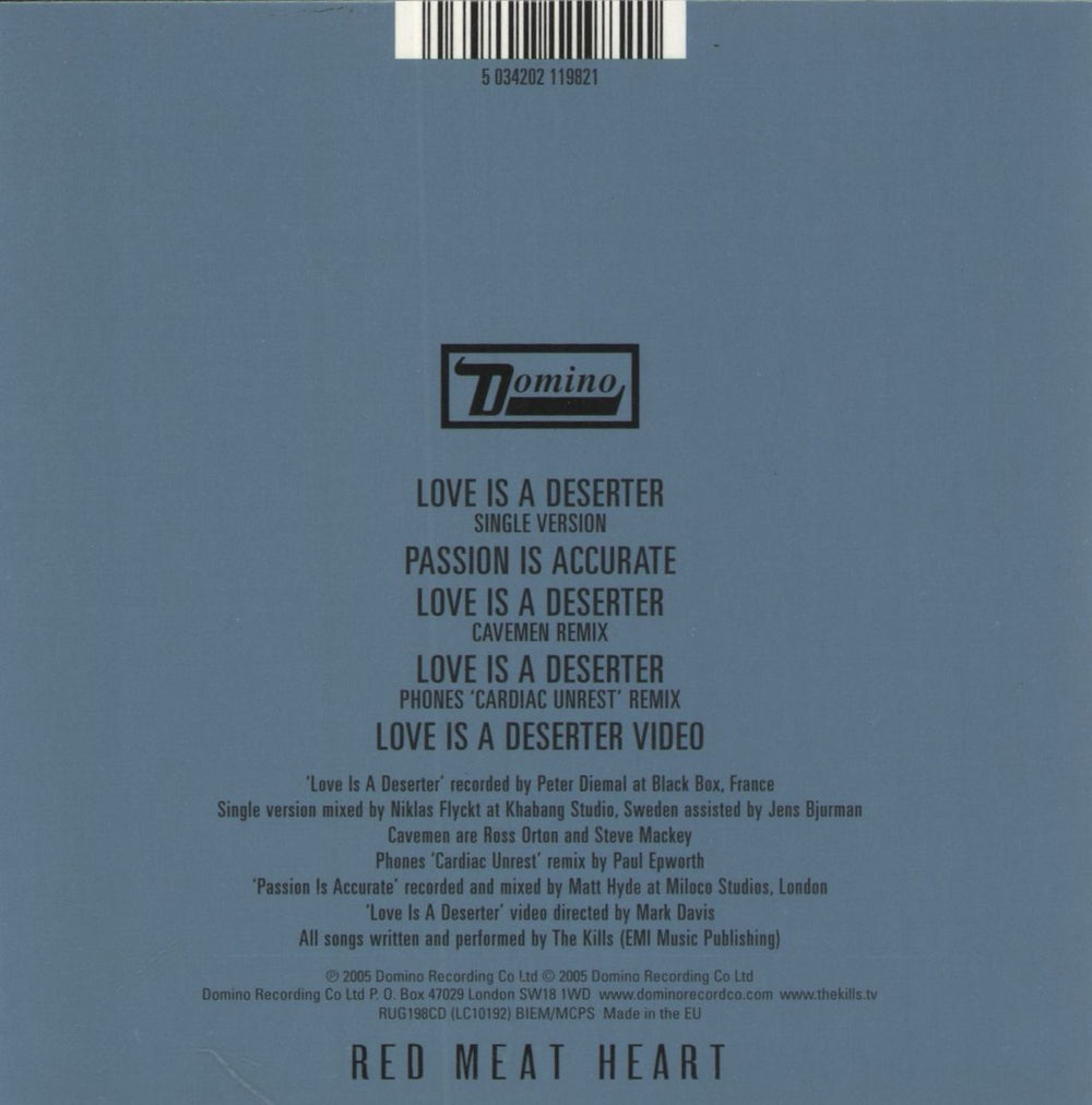 The Kills Love Is A Deserter UK CD single (CD5 / 5") 5034202119821