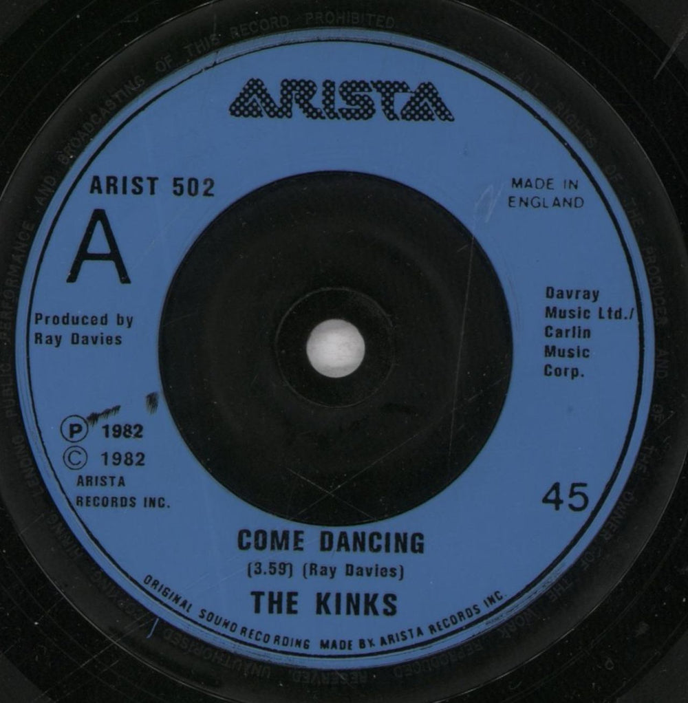 The Kinks Come Dancing UK 7" vinyl single (7 inch record / 45) KIN07CO51259