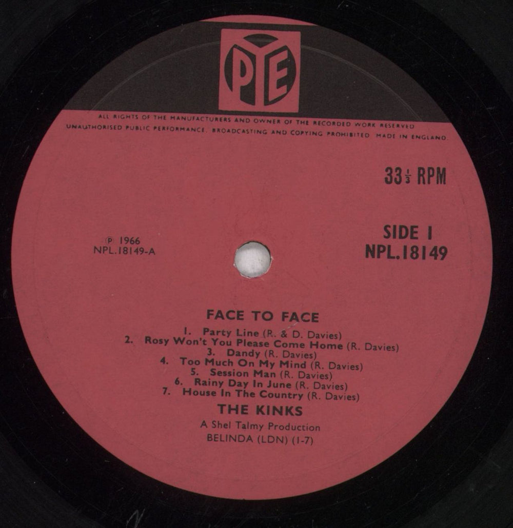 The Kinks Face To Face - 1st - G UK vinyl LP album (LP record) KINLPFA846953