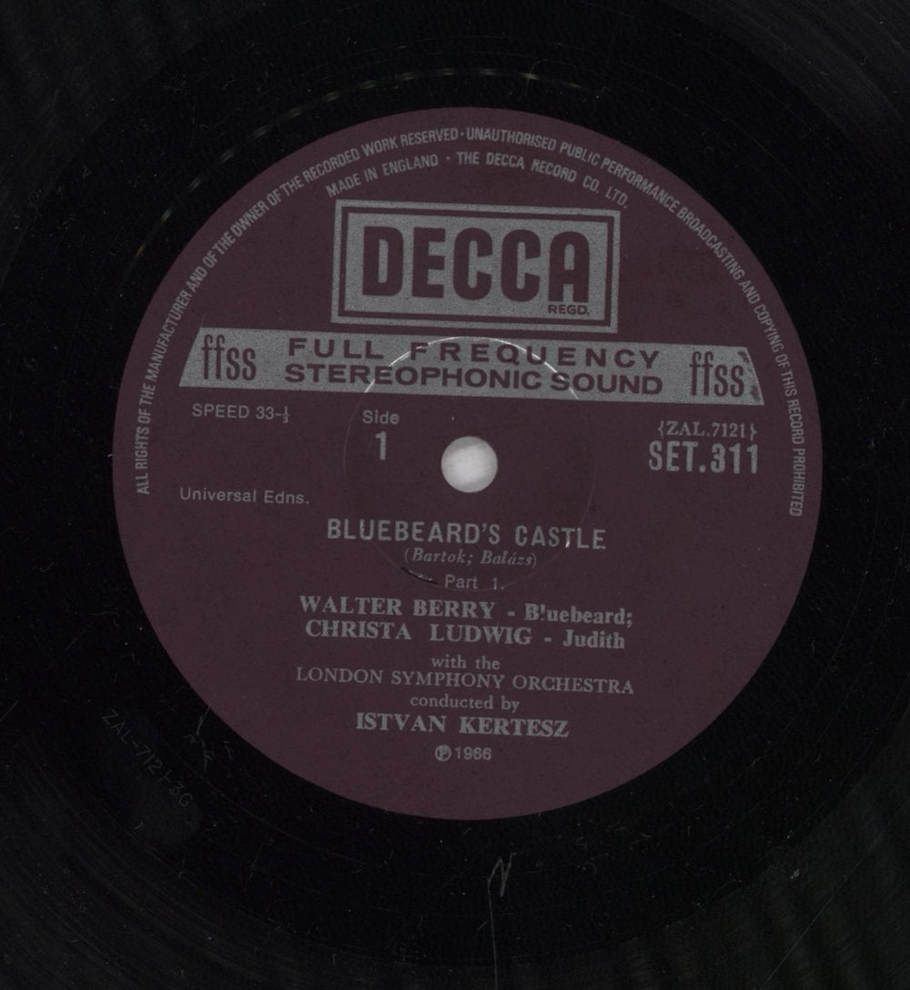 The London Symphony Orchestra Bartók: Bluebeard's Castle UK vinyl LP album (LP record)