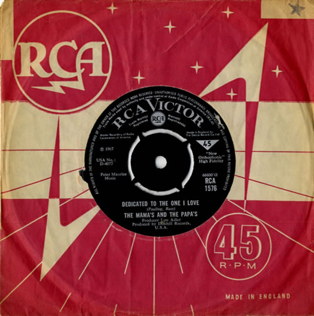 The Mama's And The Papa's Dedicated To The One I Love UK 7" vinyl single (7 inch record / 45) RCA1576