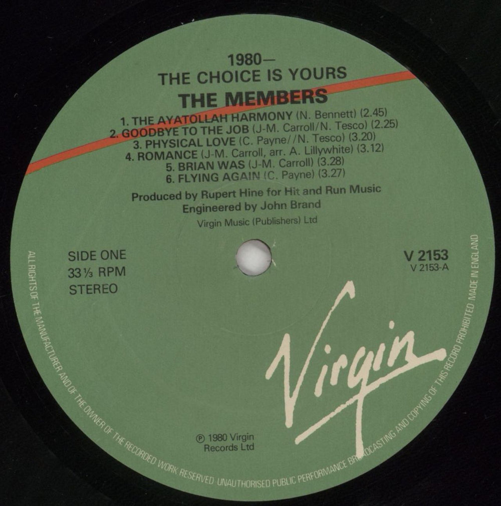 The Members 1980 - The Choice Is Yours - Stickered sleeve UK vinyl LP album (LP record) MMBLPTH615478