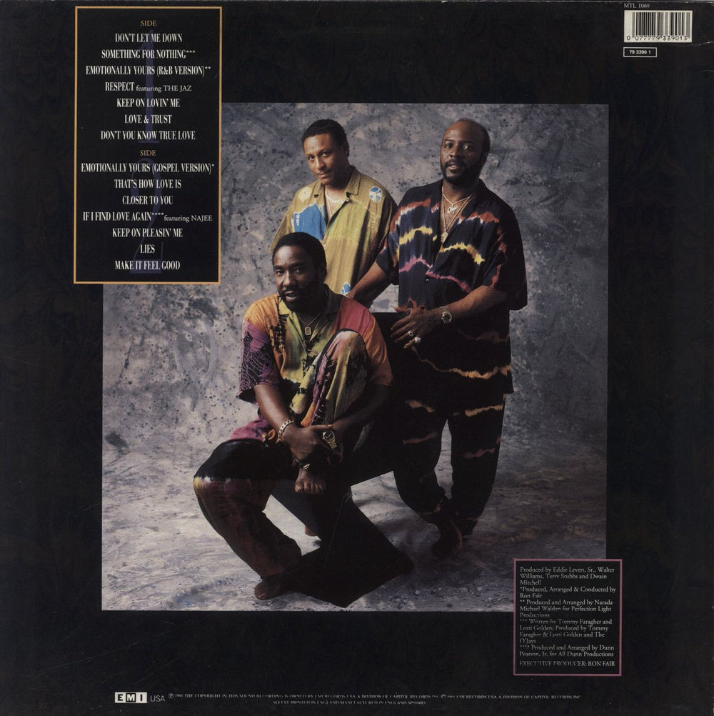 The O'Jays Emotionally Yours UK vinyl LP album (LP record) 0077779339013