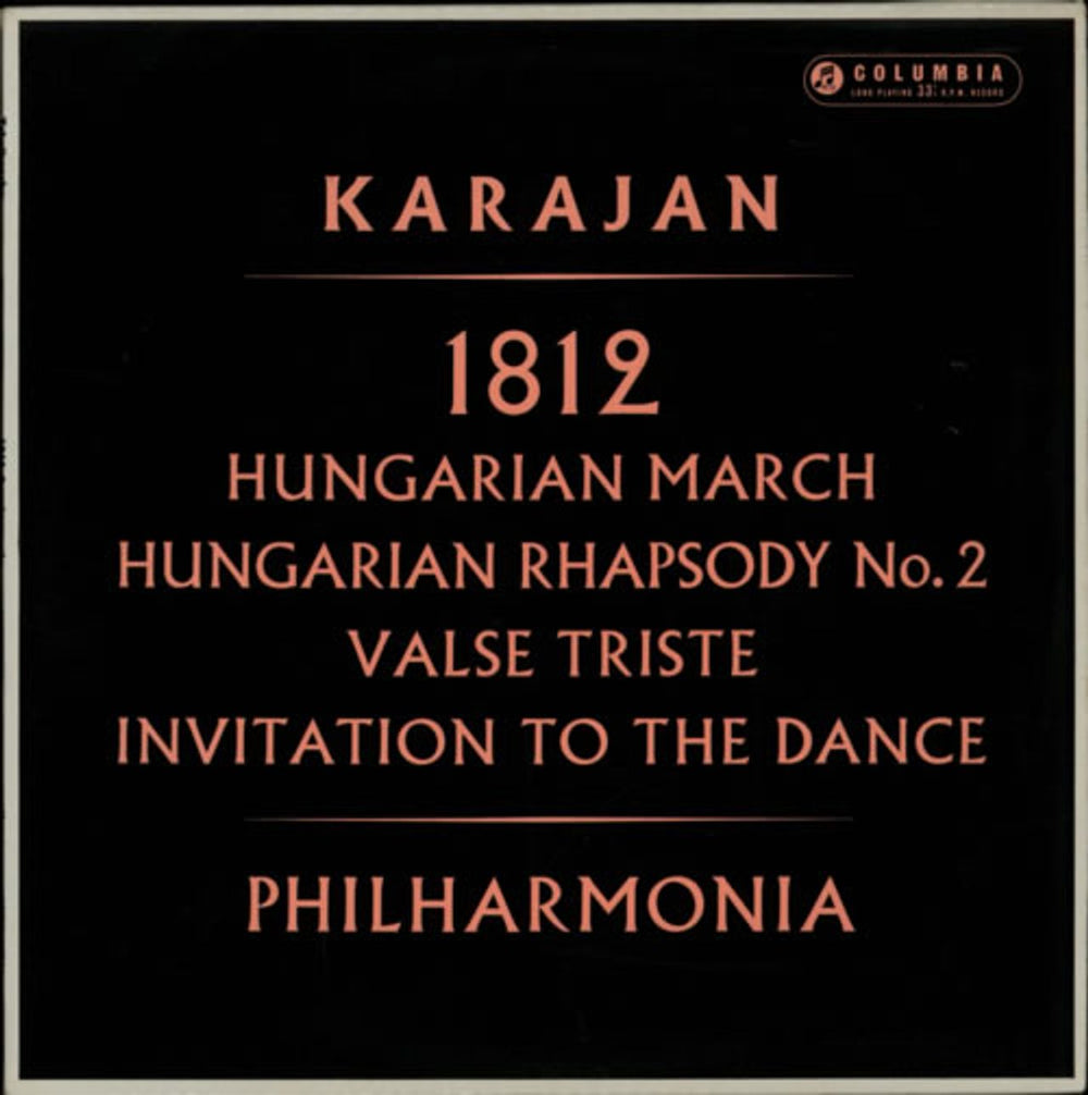 The Philharmonia Orchestra 1812 Overture / Hungarian March / Hungarian Rhapsody No.2 UK vinyl LP album (LP record) 33CX1571