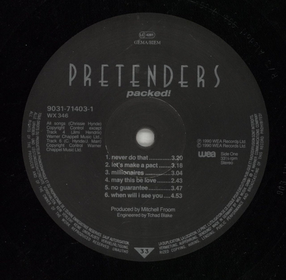 The Pretenders Packed! - Price Stickered UK vinyl LP album (LP record) PTNLPPA870815