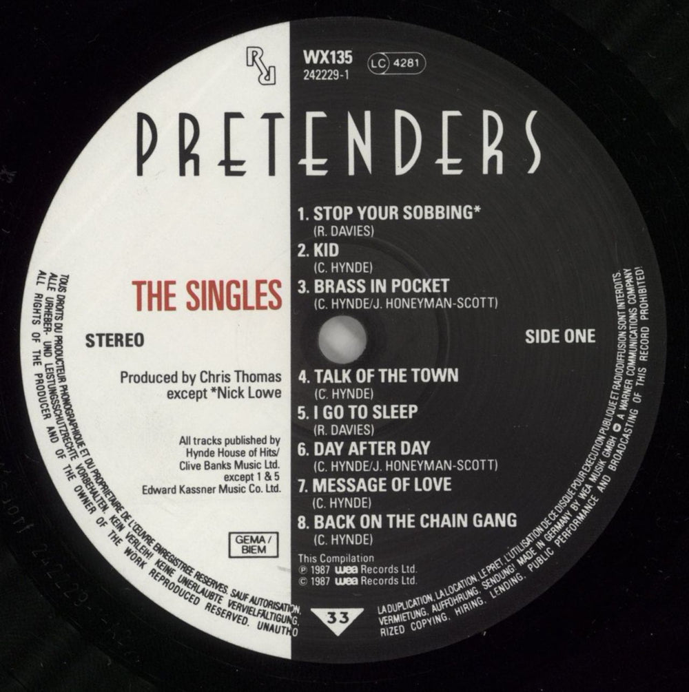 The Pretenders The Singles - EX UK vinyl LP album (LP record) PTNLPTH872226