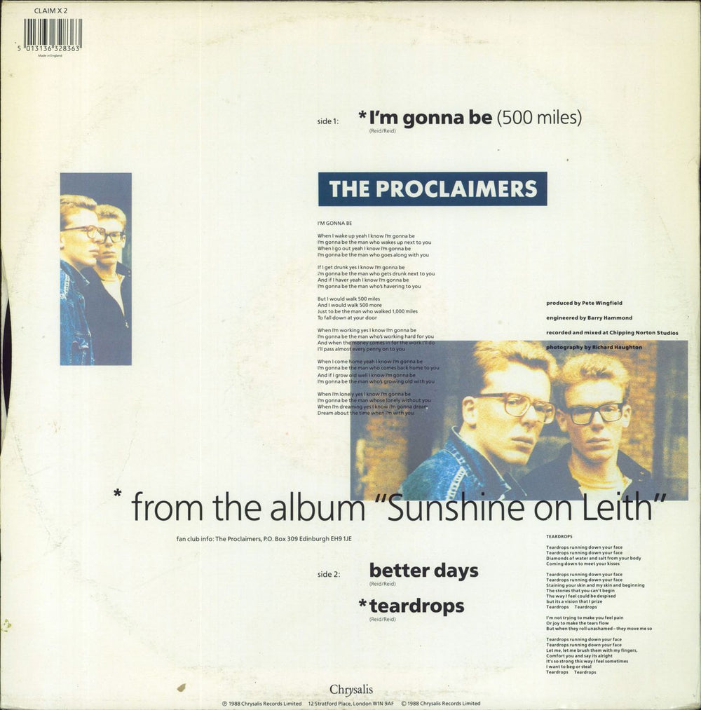 The Proclaimers I'm Gonna Be UK 12" vinyl single (12 inch record / Maxi-single) 5013136328363