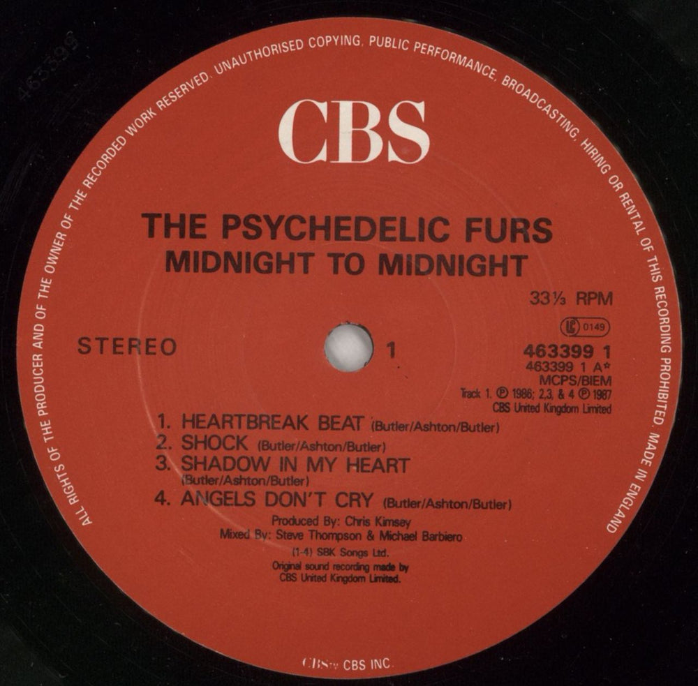 The Psychedelic Furs Midnight To Midnight UK vinyl LP album (LP record) FURLPMI209760