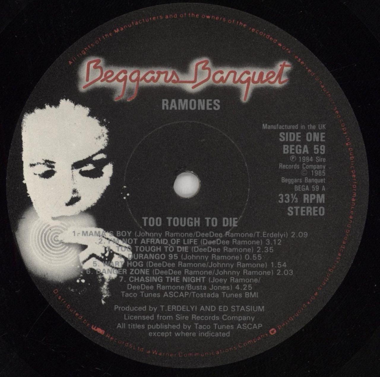The Ramones Too Tough To Die + Inner UK Vinyl LP — RareVinyl.com