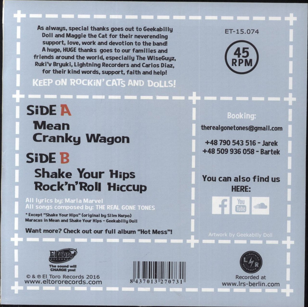 The Real Gone Tones Mean Mama Spanish 7" vinyl single (7 inch record / 45) 8437013270731