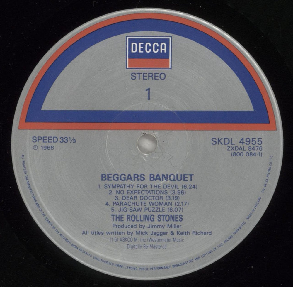 The Rolling Stones Beggars Banquet - Digitally Remastered UK vinyl LP album (LP record) ROLLPBE880536