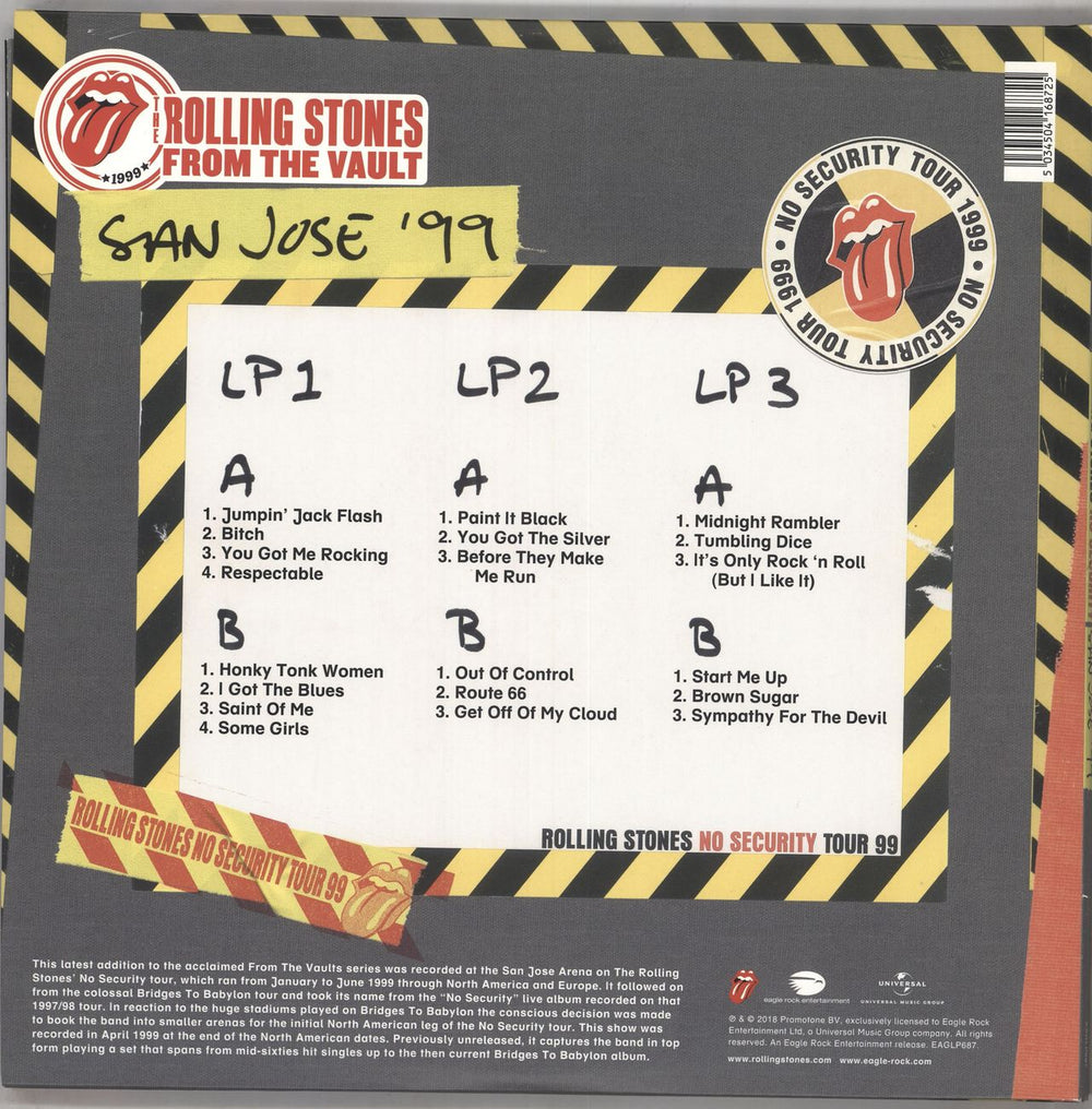 The Rolling Stones No Security. San Jose '99 - 180gm UK 3-LP vinyl record set (Triple LP Album) 5034504168725