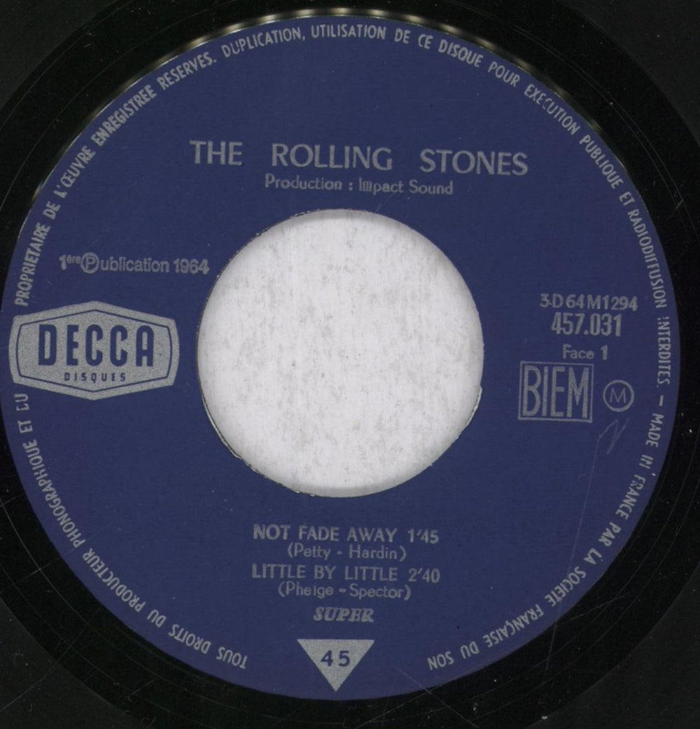 The Rolling Stones Not Fade Away E.P. - Lozenge - 9-64 French 7" vinyl single (7 inch record / 45) ROL07NO801067