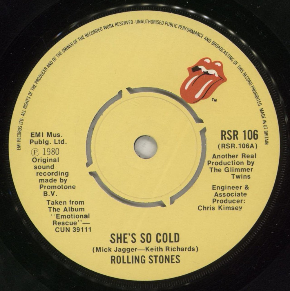 The Rolling Stones She's So Cold - 4pr + Sleeve UK 7" vinyl single (7 inch record / 45) ROL07SH45341