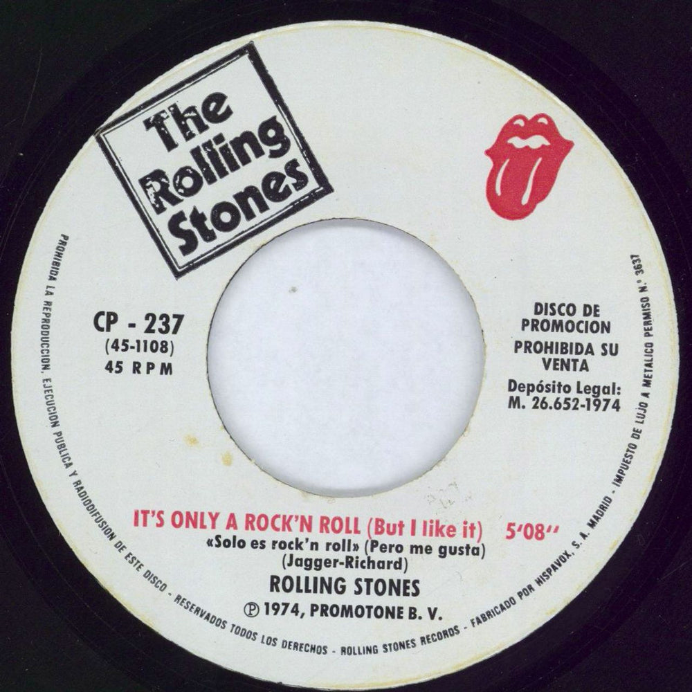 The Rolling Stones Solo es Rock'n Roll (Pero Me Gusta) Spanish Promo 7" vinyl single (7 inch record / 45)