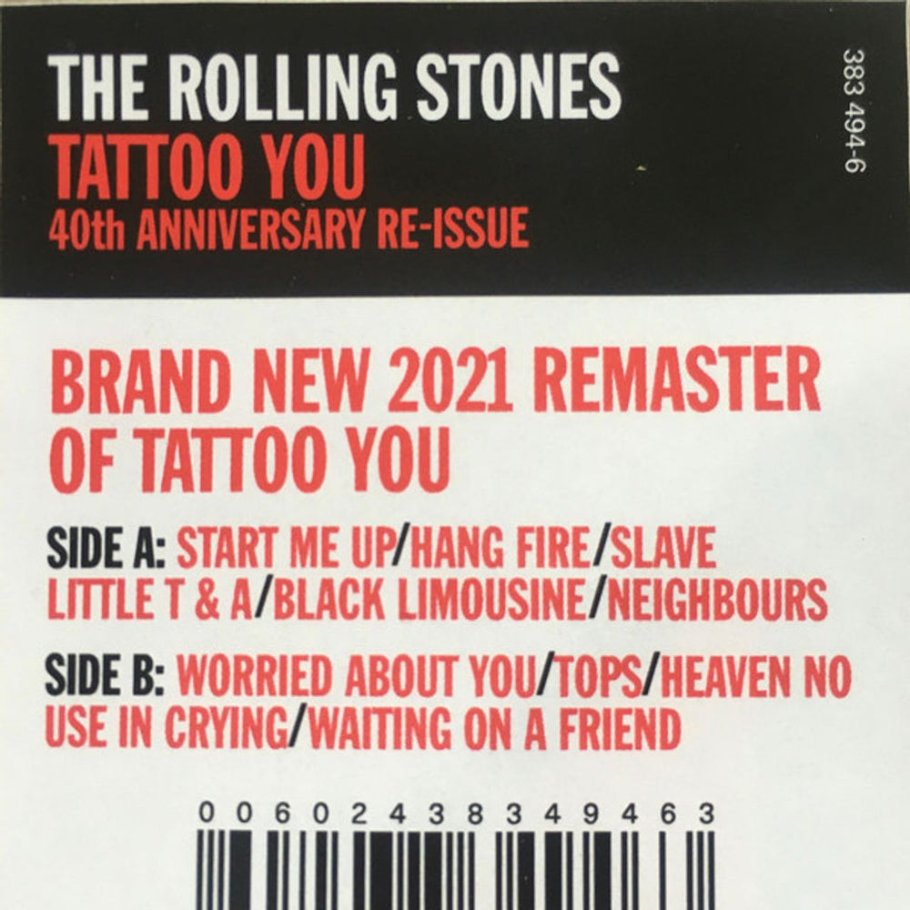 The Rolling Stones Tattoo You - Picture Disc Edition UK picture disc LP (vinyl picture disc album) 2021