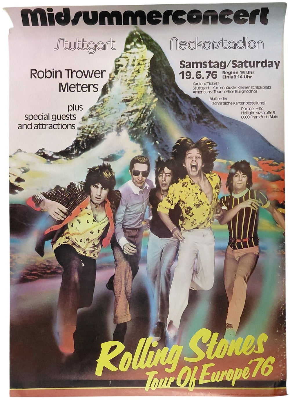 The Rolling Stones Tour of Europe '76 German poster 33X23