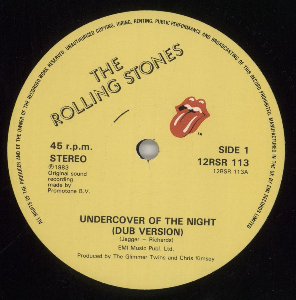 The Rolling Stones Undercover Of The Night (Dub Version) UK 12" vinyl single (12 inch record / Maxi-single) ROL12UN11730