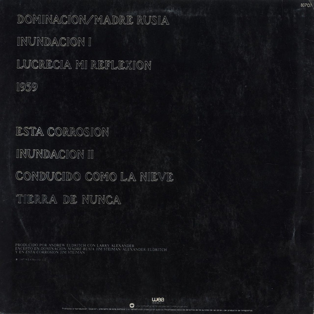 The Sisters Of Mercy Floodland Argentinean vinyl LP album (LP record) 022924223211