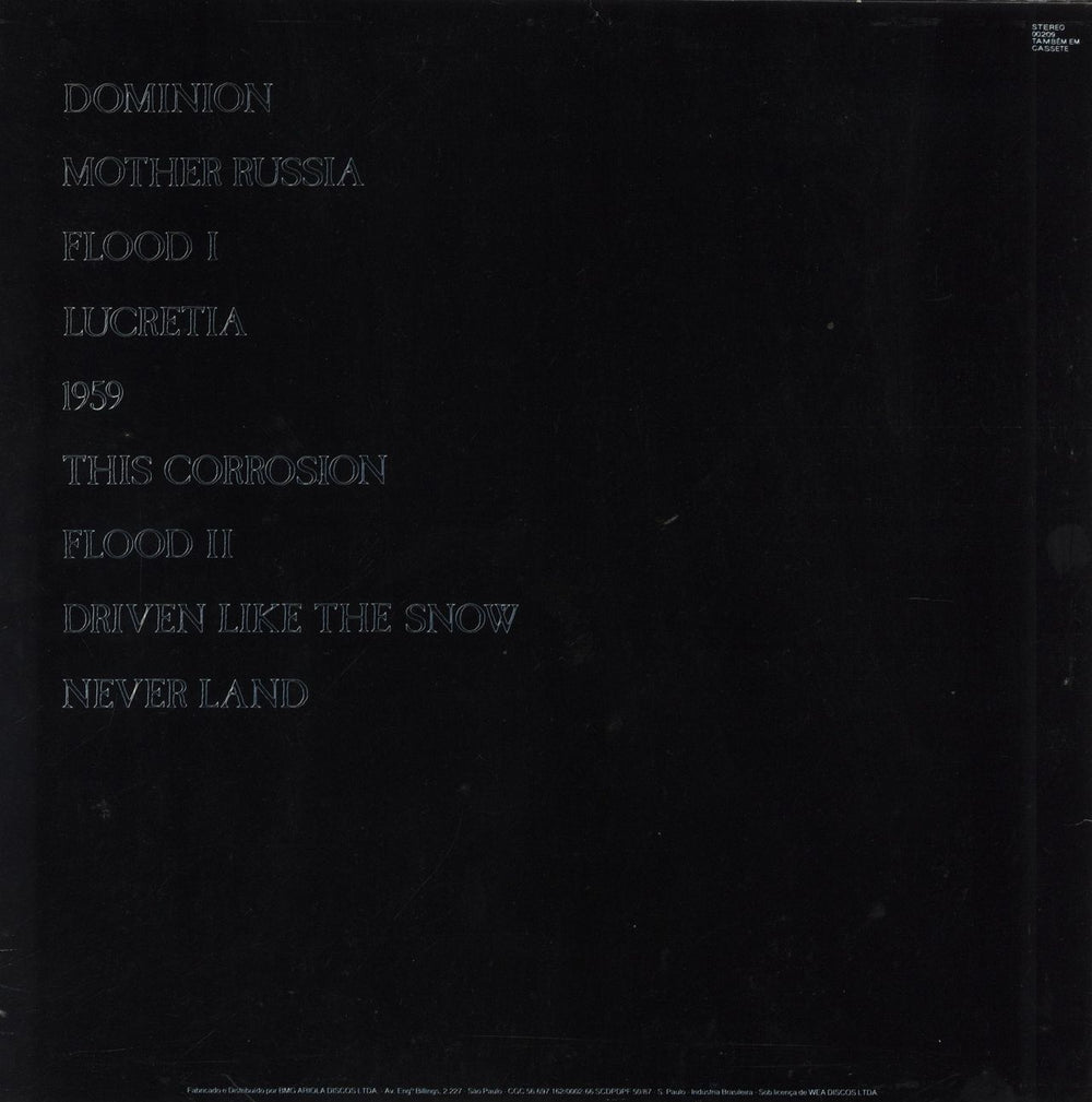 The Sisters Of Mercy Floodland - Complete - VG Brazilian vinyl LP album (LP record) 022924223211