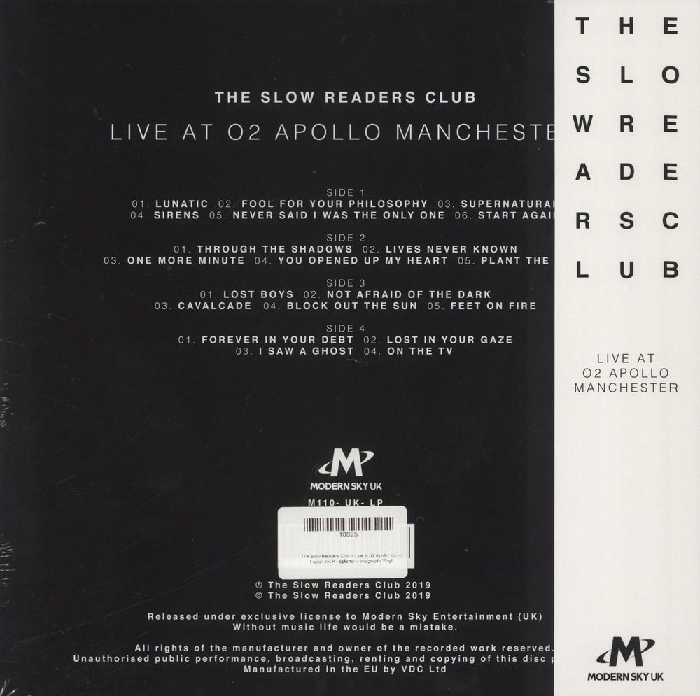 The Slow Readers Club Live At O2 Apollo Manchester - Black Splattered Vinyl + DVD - Sealed UK 2-LP vinyl record set (Double LP Album)