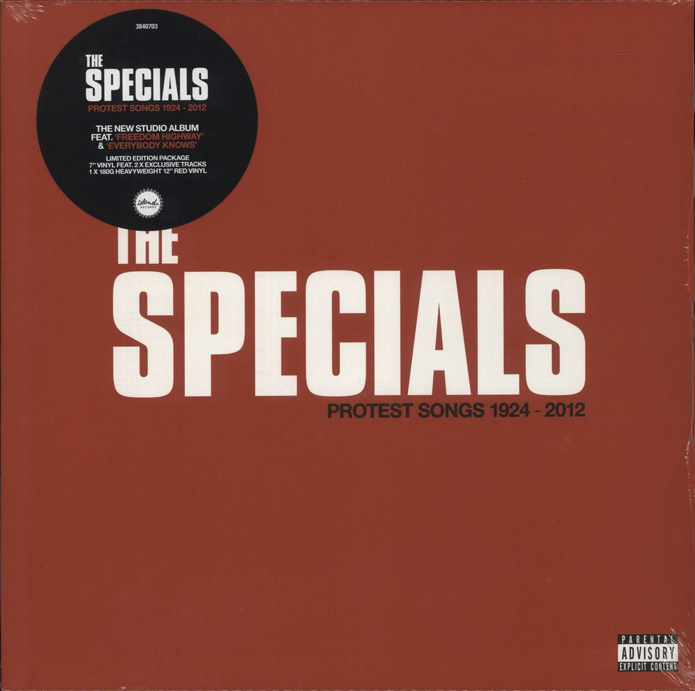 The Specials Protest Songs 1924-2012 - Red Vinyl + CD + 7" Autographed Print - Sealed UK vinyl LP album (LP record) 3840703