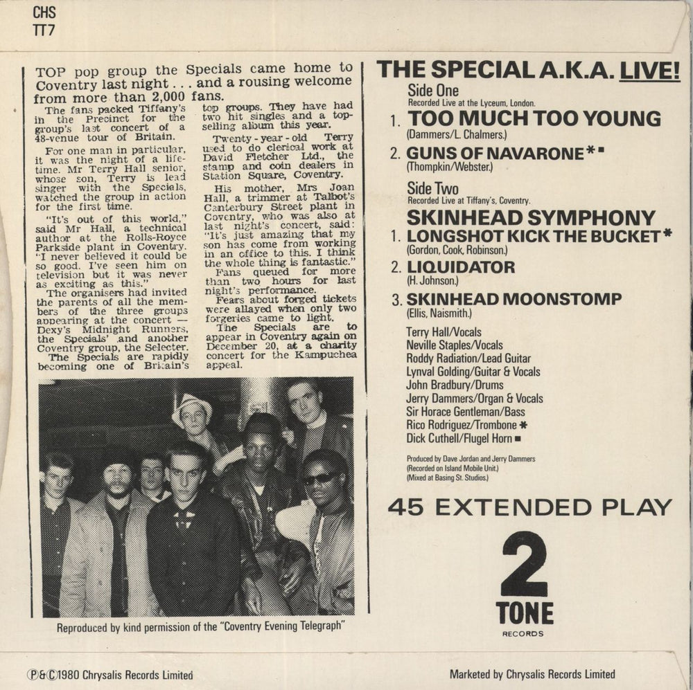 The Specials Too Much Too Young EP - Inj - P/S UK 7" vinyl single (7 inch record / 45)