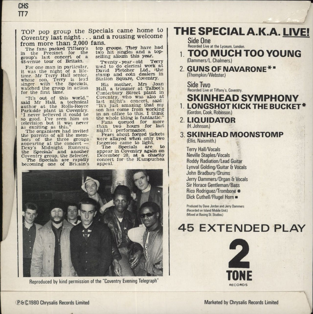 The Specials Too Much Too Young EP - P/S French 7" vinyl single (7 inch record / 45)