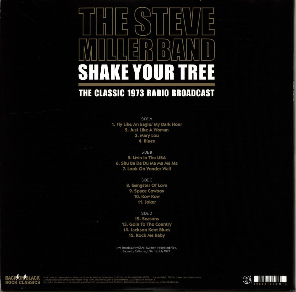 The Steve Miller Band Shake Your Tree - The Classic 1973 Radio Broadcast UK 2-LP vinyl record set (Double LP Album) 803341392014