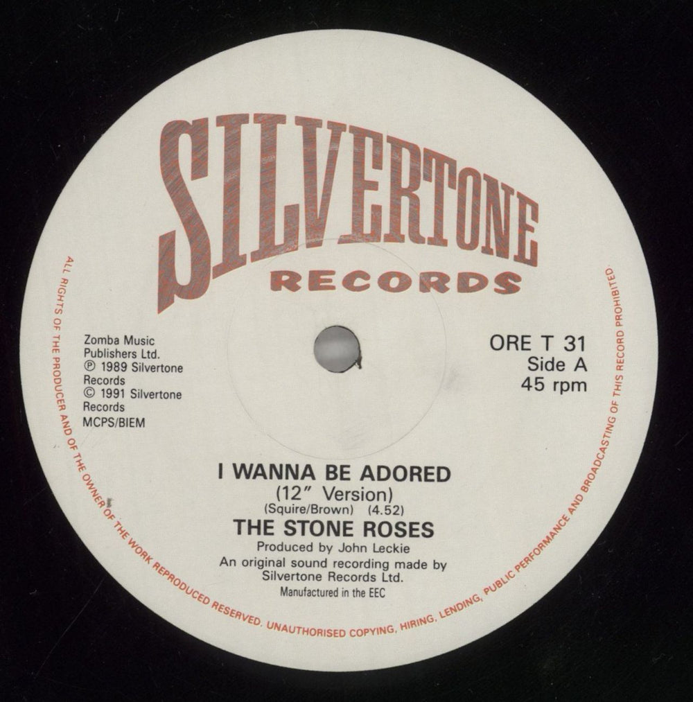 The Stone Roses I Wanna Be Adored - EX UK 12" vinyl single (12 inch record / Maxi-single) STO12IW742558