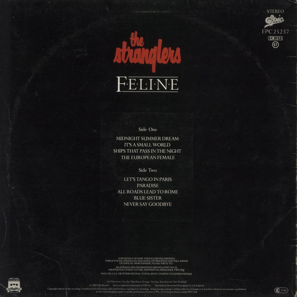 The Stranglers Feline - Stickered + 7"- VG Sleeve UK vinyl LP album (LP record)
