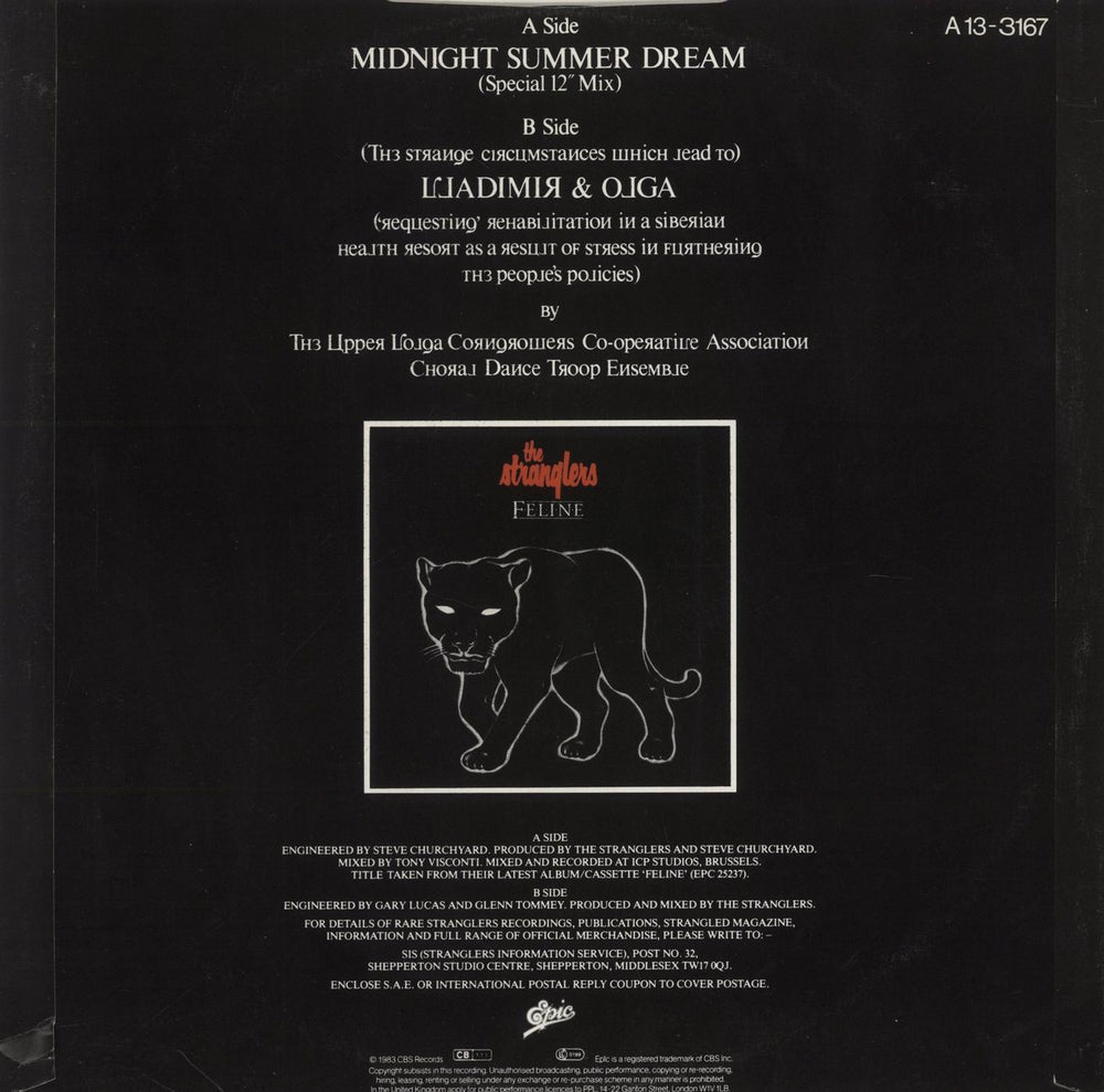 The Stranglers Midnight Summer Dream UK 12" vinyl single (12 inch record / Maxi-single) A13-3167