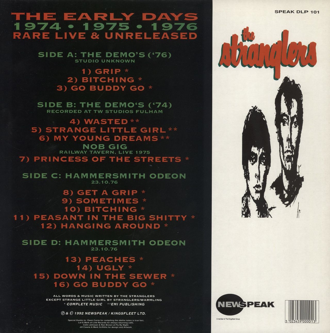 The Stranglers The Early Years: 1974-1975-1976: Rare Live & Unreleased UK  2-LP vinyl set